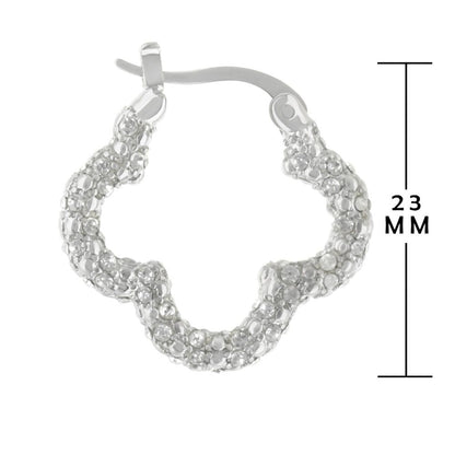 Clover pave hoop earrings, silver-tone 23mm hoop encrusted with clear crystals on Tampa Home & Garden Store