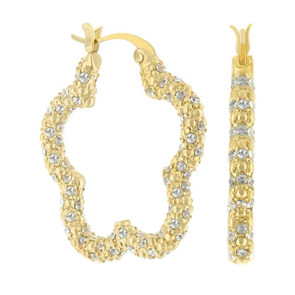 Daisy Pave Hoop Earrings by Lauren G Adams in gold with beaded pavé crystals on Tampa Home & Garden Store