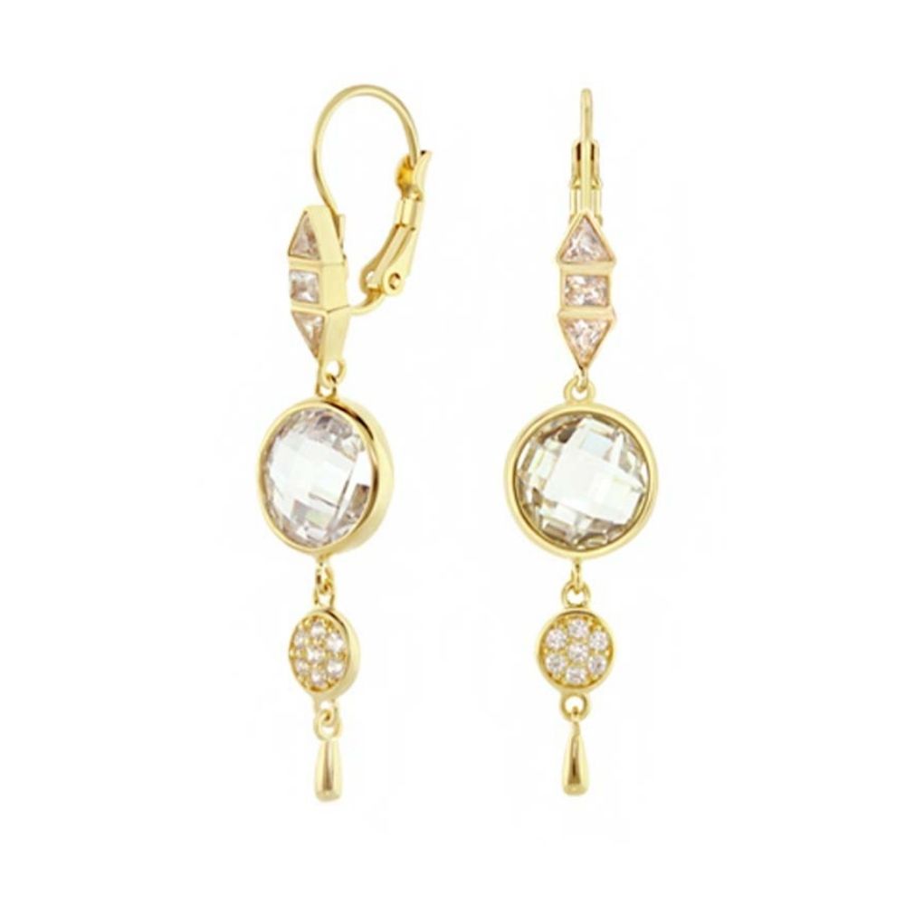 Delicato Collection earrings by Lauren G Adams, gold-tone with lever-back and clear centers on Tampa Home & Garden Store