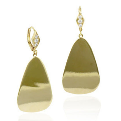 Lux Earrings chandelier gold-tone drop triangles with crystal accents on lever backs on Tampa Home & Garden Store