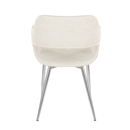 Contemporary dining chair set with cream upholstery and chrome metal legs HouseOfZazla on Tampa Home & Garden Store