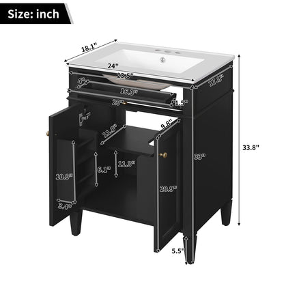Vanity by HouseOfZazla: black wood frame, white countertop, tip-out drawer and cabinet storage on Tampa Home & Garden Store