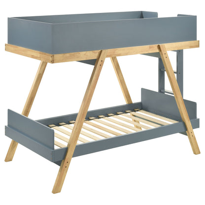 Hicks bunk bed blue-gray metal panels with natural wood ladder by HouseOfZazla on Tampa Home & Garden Store