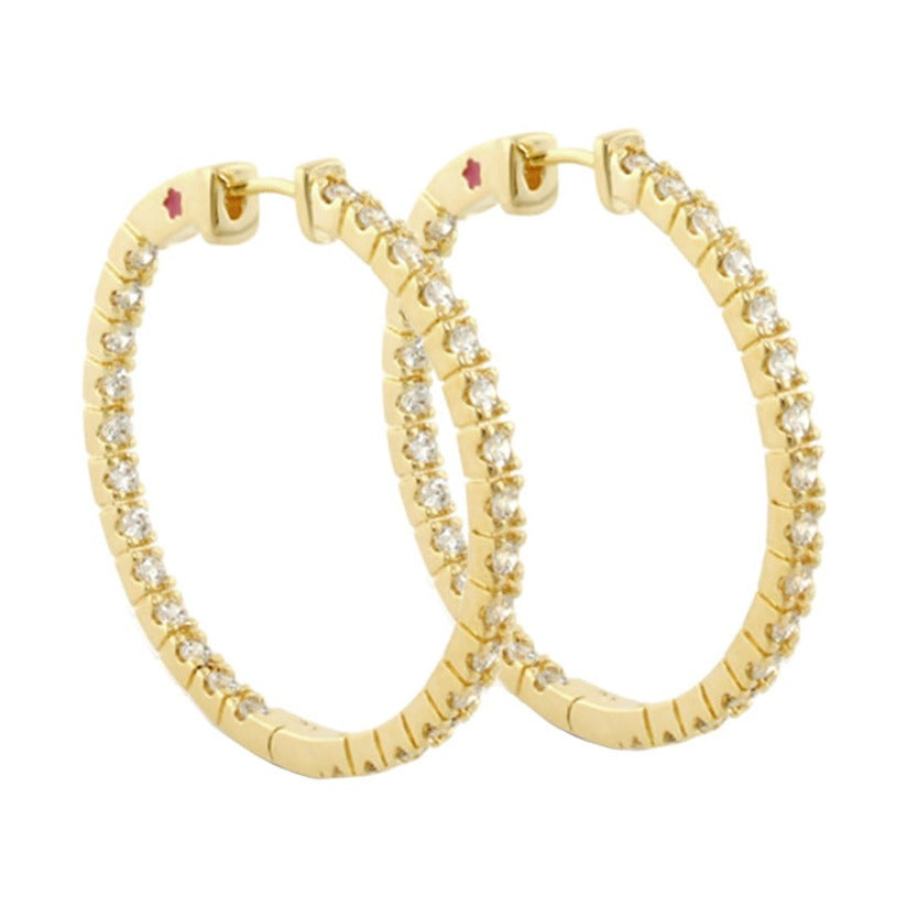 Glamour Pave Earrings — Slim Inside-Out Hoop pair, gold-tone pavé crystals, Lauren G Adams on Tampa Home & Garden Store