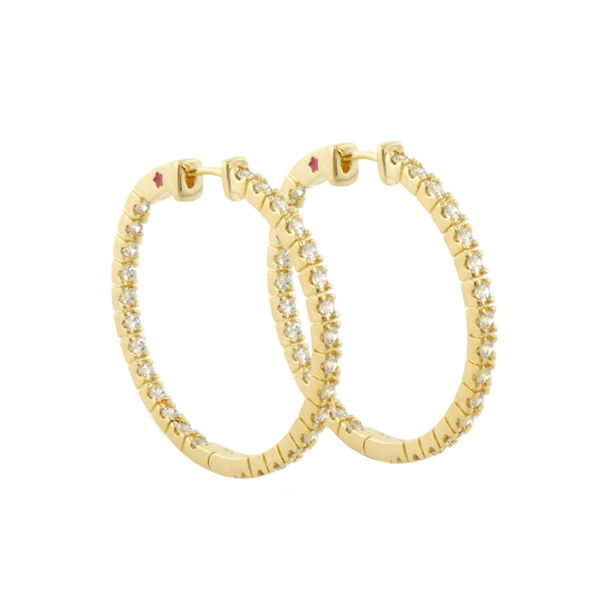 Glamour Pave Earrings, slim inside-out diamond hoop pair in gold-tone by Lauren G Adams on Tampa Home & Garden Store