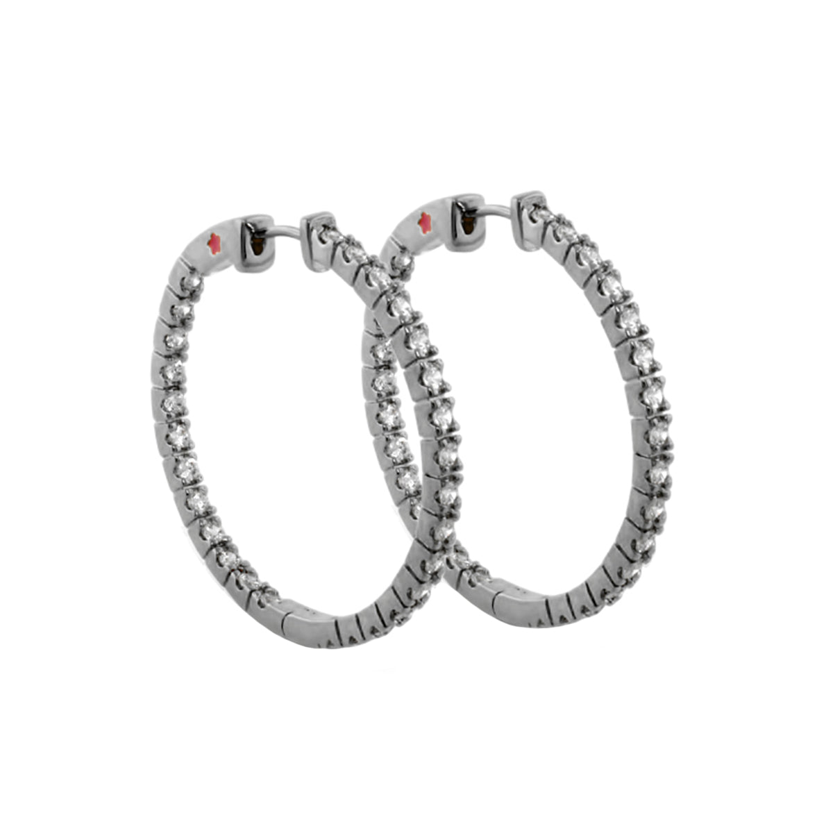 Glamour Pave Earrings slim inside-out hoops in silver pavé diamonds, Lauren G Adams on Tampa Home & Garden Store