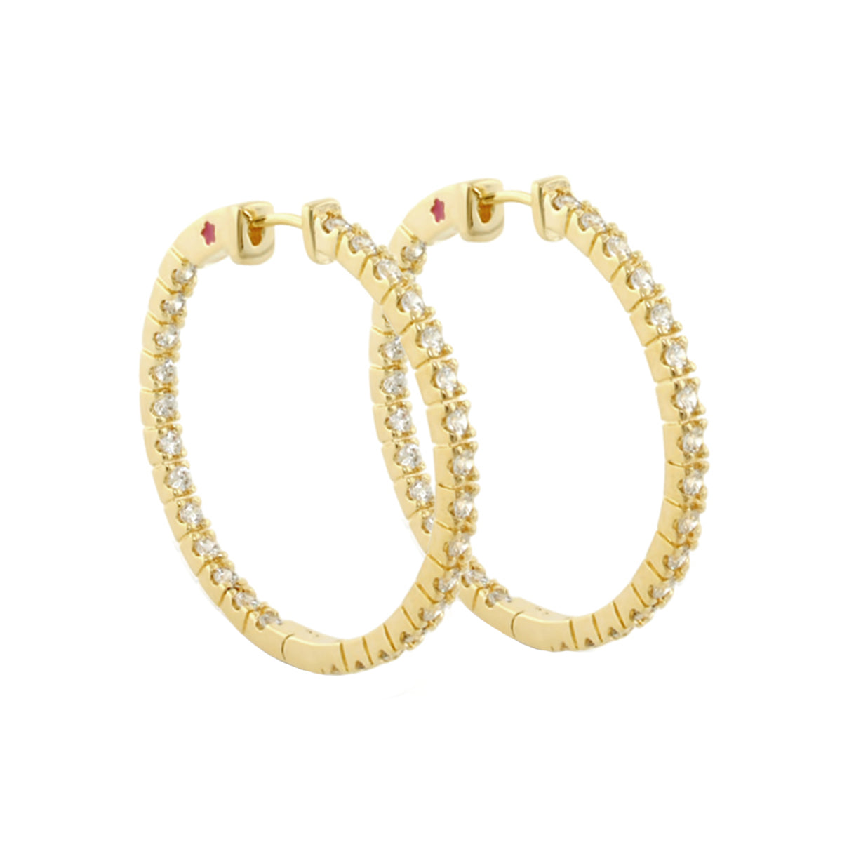 Glamour Pave Earrings - Slim Inside-Out Hoop pair, gold-tone pavé diamonds, Lauren G Adams on Tampa Home & Garden Store
