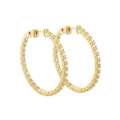 Glamour Pave Earrings - Slim Inside-Out Hoop pair, gold-tone pavé diamonds, Lauren G Adams on Tampa Home & Garden Store
