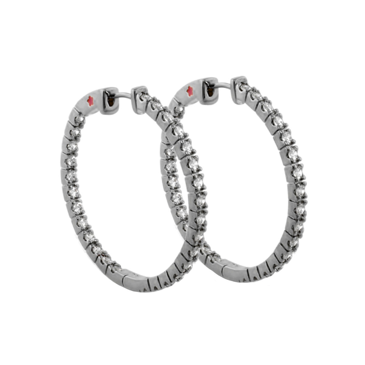 Glamour Pave Earrings Slim Inside-Out Hoop, silver-tone pavé diamonds, Lauren G Adams pair on Tampa Home & Garden Store