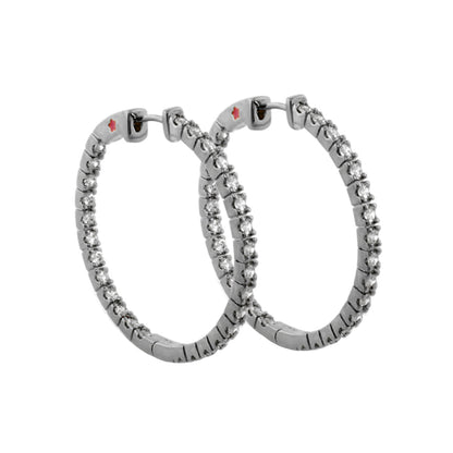 Glamour Pave Earrings Slim Inside-Out Hoop, silver-tone pavé diamonds, Lauren G Adams pair on Tampa Home & Garden Store
