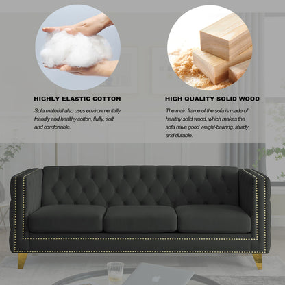 Modern Button Tufted Sofa With Nailhead Trim