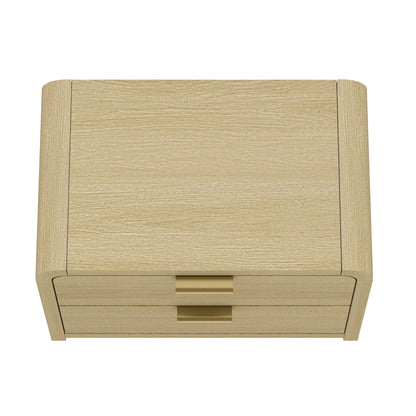 Modern minimalist solid wood nightstand with two drawers in light brown by HouseOfZazla on Tampa Home & Garden Store