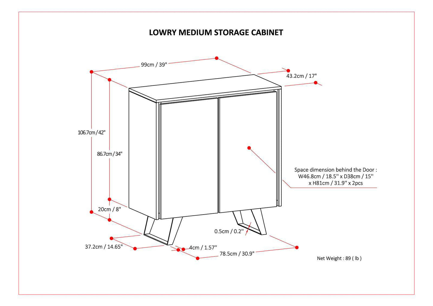Lowry Medium Handcrafted Storage Cabinet by HouseOfZazla, two-door accent with angled legs on Tampa Home & Garden Store