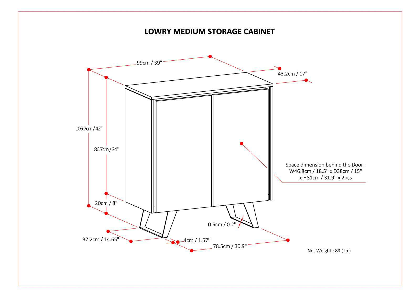 Lowry Medium Handcrafted Storage Cabinet by HouseOfZazla, two-door accent with angled legs on Tampa Home & Garden Store