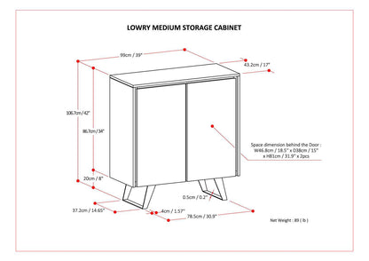 Lowry Handcrafted Medium Storage Cabinet, two-door HouseOfZazla accent cabinet with angled legs on Tampa Home & Garden Store
