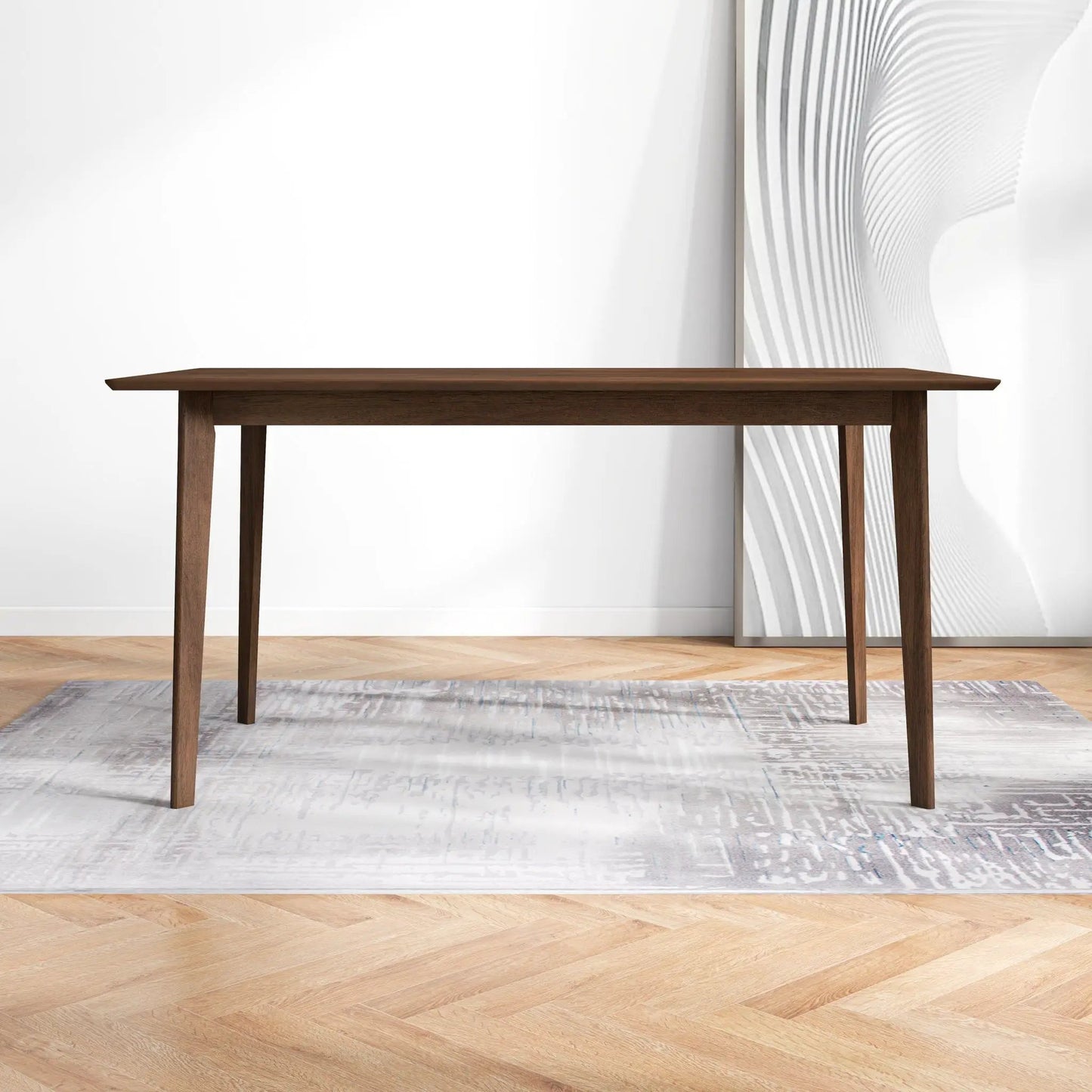 Carlos Dining Table in Solid Wood Brown Finish