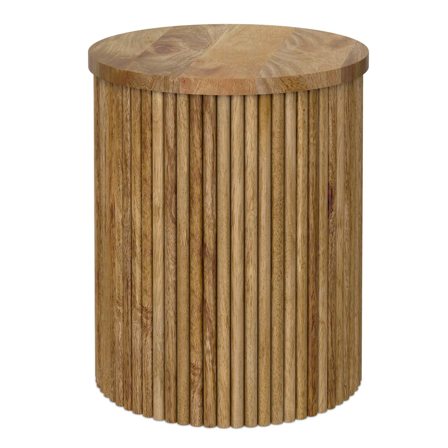 Demy Handcrafted Accent Table with round top and ribbed wooden base on Tampa Home & Garden Store