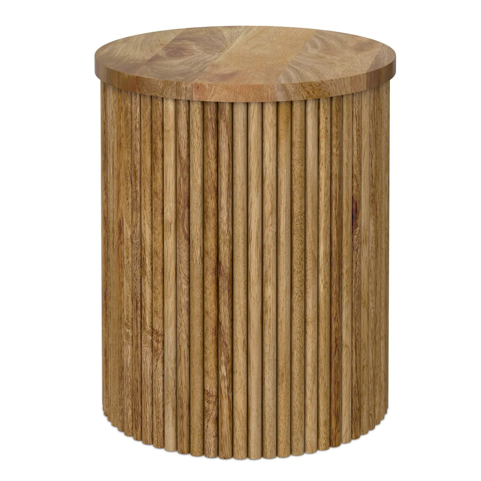 Demy Handcrafted Accent Table with round top and ribbed wooden base on Tampa Home & Garden Store