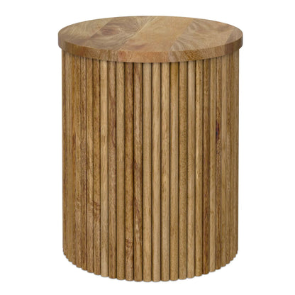 Demy Handcrafted Accent Table with round top and ribbed wooden base on Tampa Home & Garden Store