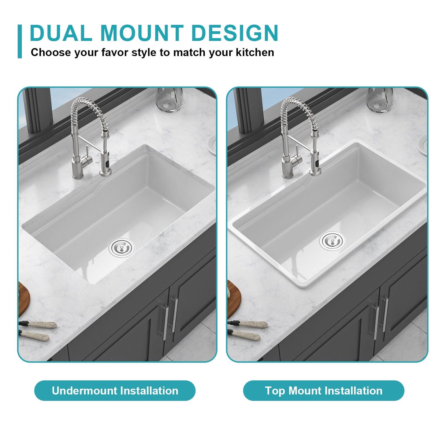 Undermount Workstation and Ceramic Kitchen Sink