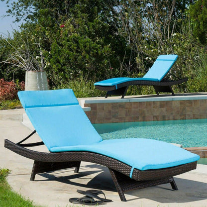 Salem Outdoor Chaise Lounge Cushion 2PCS blue fabric for wicker loungers on Tampa Home & Garden Store