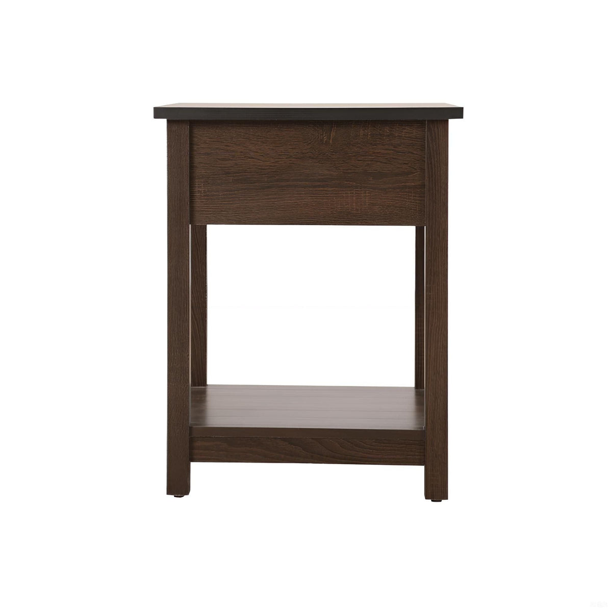 HouseOfZazla accent nightstand in dark brown wood with light top and smooth roller glides on Tampa Home & Garden Store