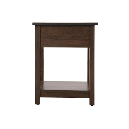 HouseOfZazla accent nightstand in dark brown wood with light top and smooth roller glides on Tampa Home & Garden Store