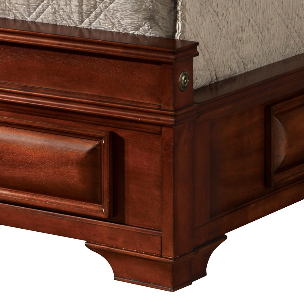 Lavita storage bed in dark cherry wood with side drawers on Tampa Home & Garden Store