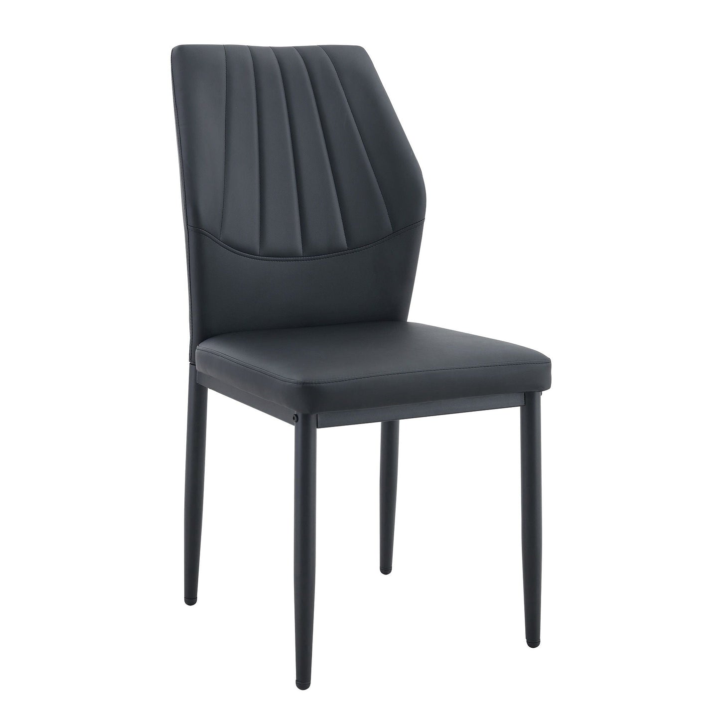Dining chair with shell pattern back in black faux leather by HouseOfZazla on Tampa Home & Garden Store