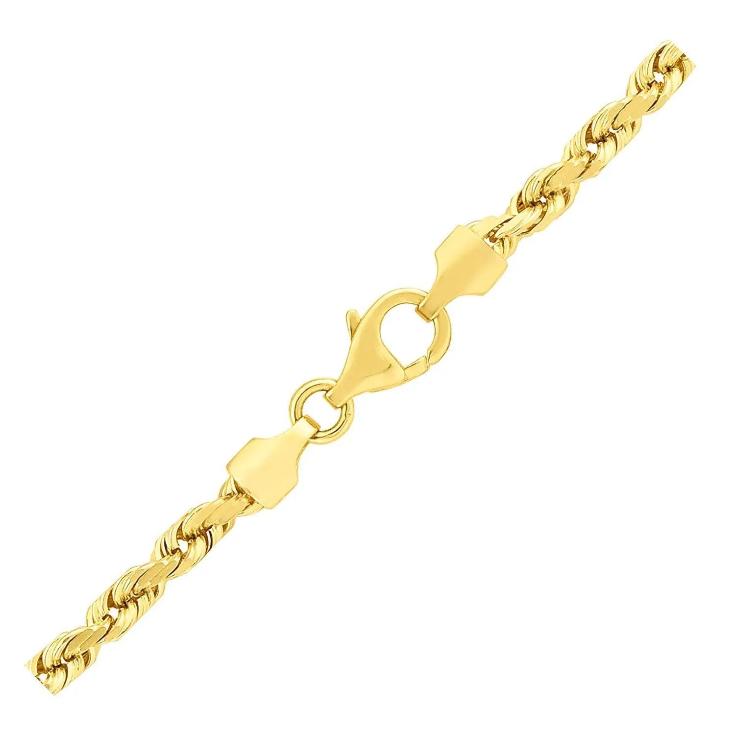 Necklace 3.5mm 14k yellow gold solid diamond-cut rope chain with lobster clasp on Tampa Home & Garden Store
