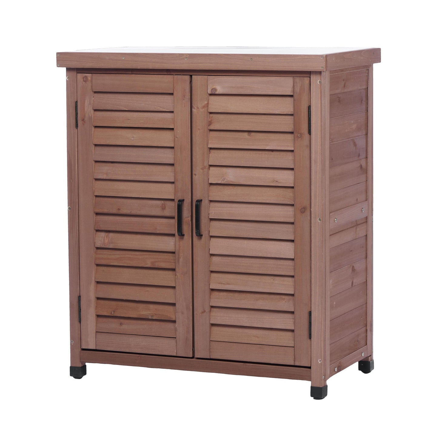 Outdoor Potting Bench With Metal Top and Cabinet