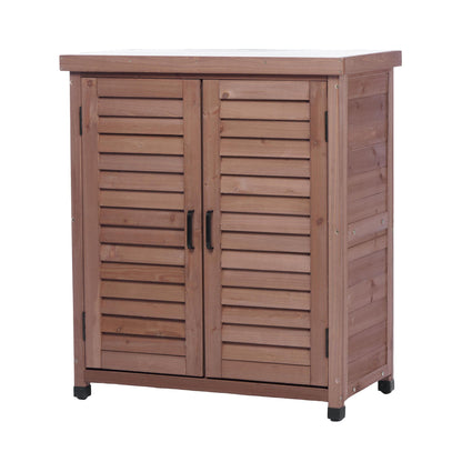 Outdoor Potting Bench With Metal Top and Cabinet