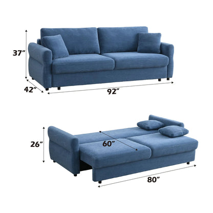 Haran pull-out sleeper sofa with storage in blue corduroy, 92in by Unique Piece Furniture on Tampa Home & Garden Store