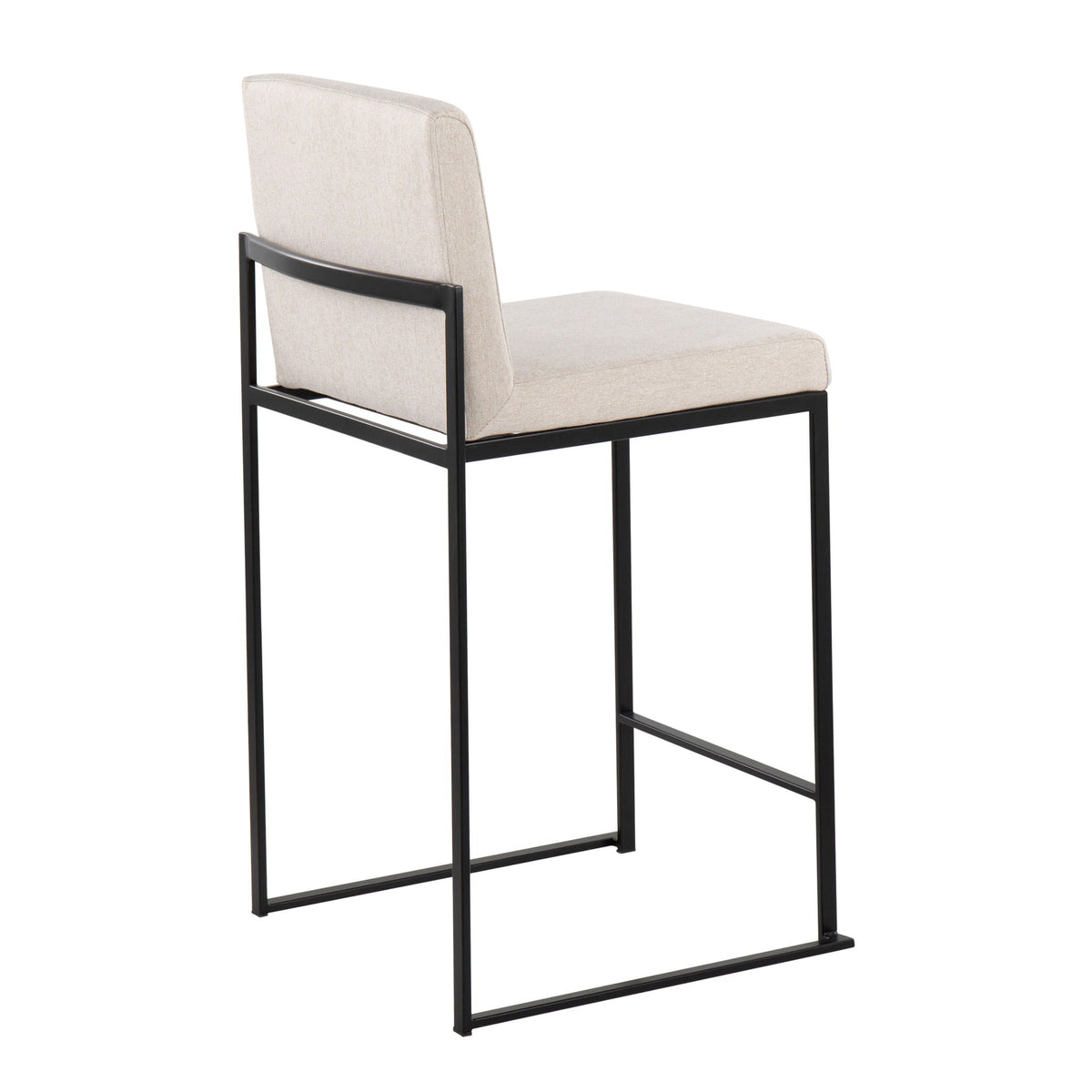 Fuji high-back counter stool beige fabric with black metal frame on Tampa Home & Garden Store