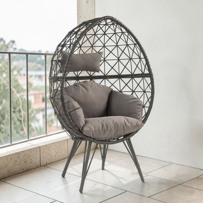 Aeven light gray patio lounge chair with cushioned seat and dome frame by HouseOfZazla on Tampa Home & Garden Store