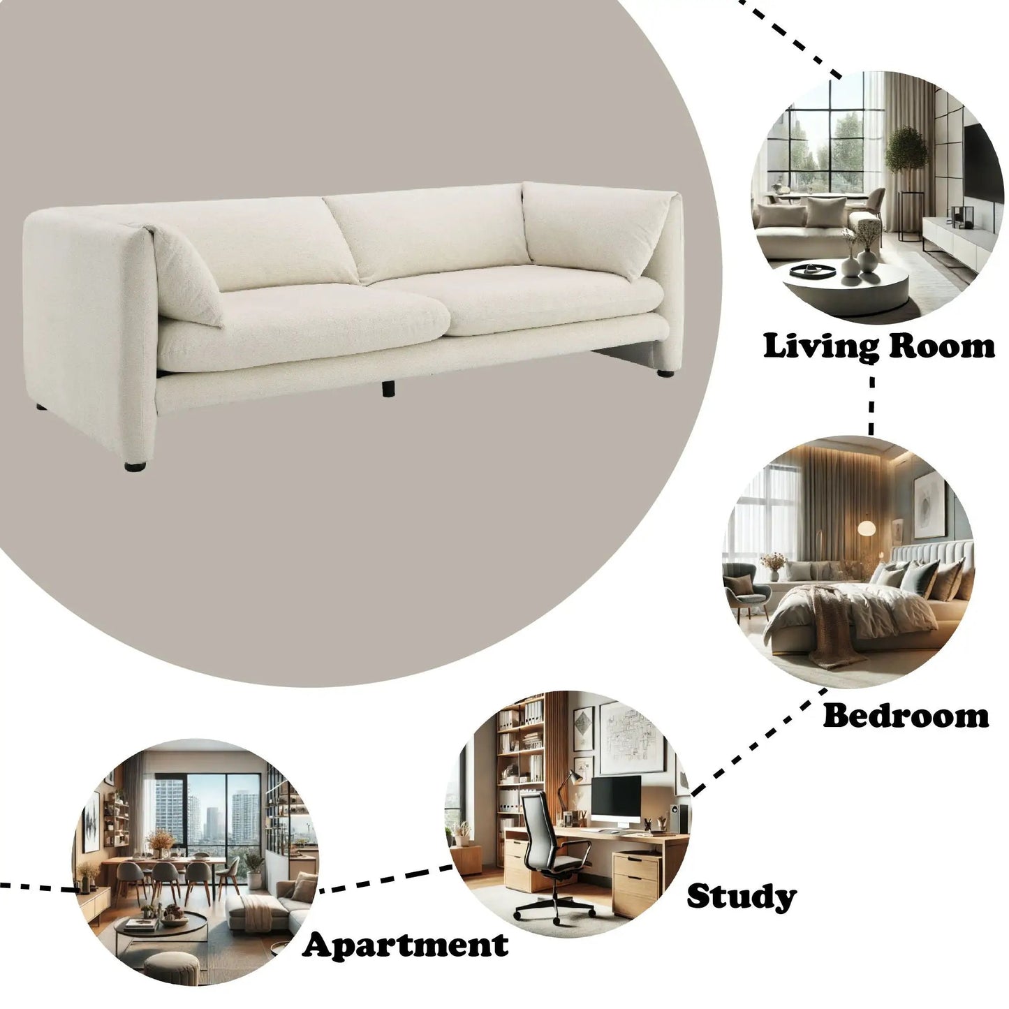 Jaeda Boucle Sofa beige upholstered stationary sofa by Unique Piece Furniture on Tampa Home & Garden Store