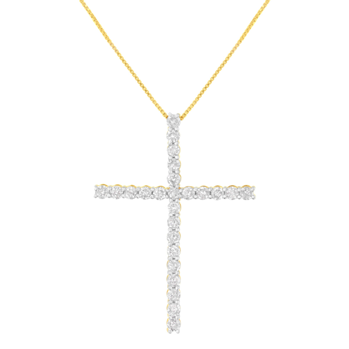 Yellow gold box chain necklace with a diamond pavé cross pendant 18-inch chain by Bids.com on Tampa Home & Garden Store