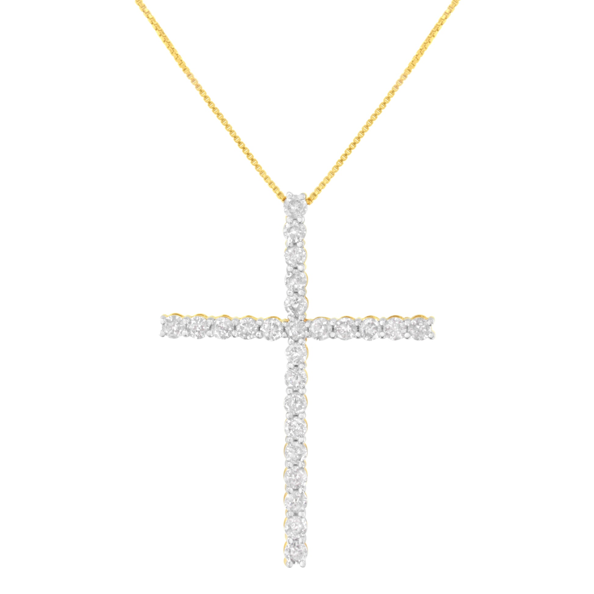 Yellow gold box chain necklace with a diamond pavé cross pendant 18-inch chain by Bids.com on Tampa Home & Garden Store