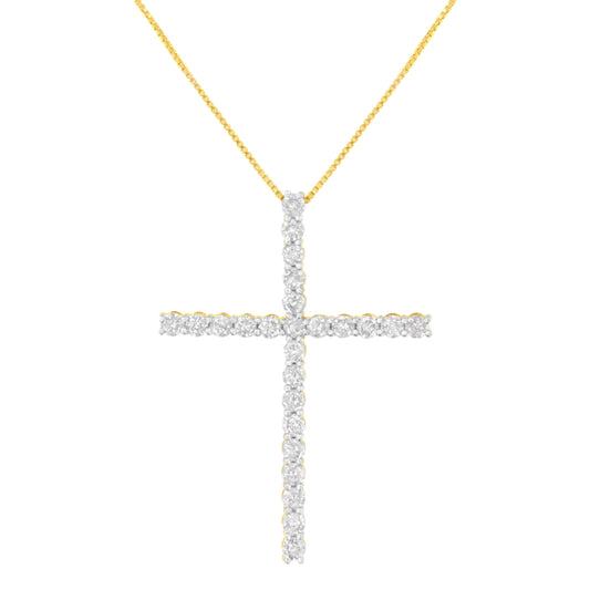 Yellow gold box chain necklace with a diamond pavé cross pendant 18-inch chain by Bids.com on Tampa Home & Garden Store