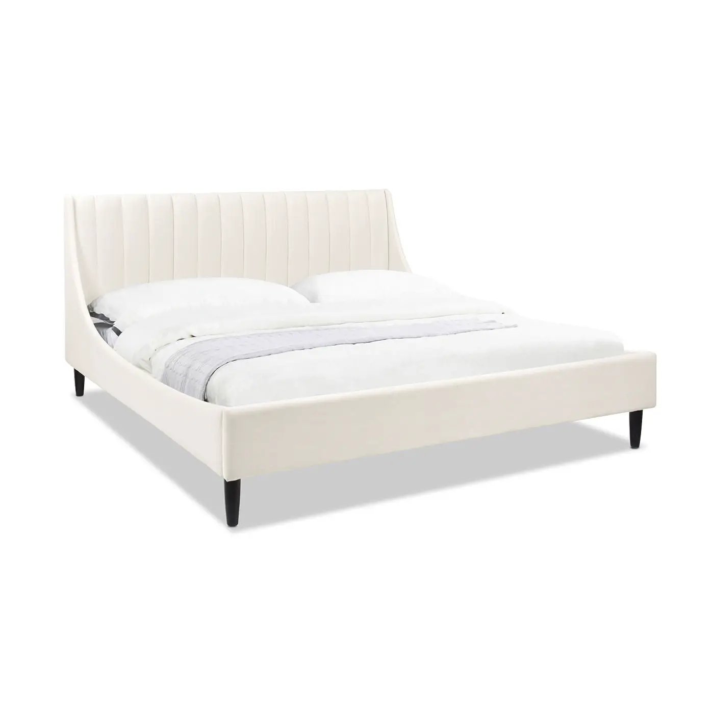 Aspen tufted upholstered platform bed in cream with black legs Unique Piece Furniture on Tampa Home & Garden Store