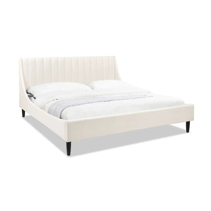 Aspen tufted upholstered platform bed in cream with black legs Unique Piece Furniture on Tampa Home & Garden Store