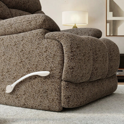 Swivel Glider Recliner by Unique Piece Furniture in textured brown fabric with white lever on Tampa Home & Garden Store