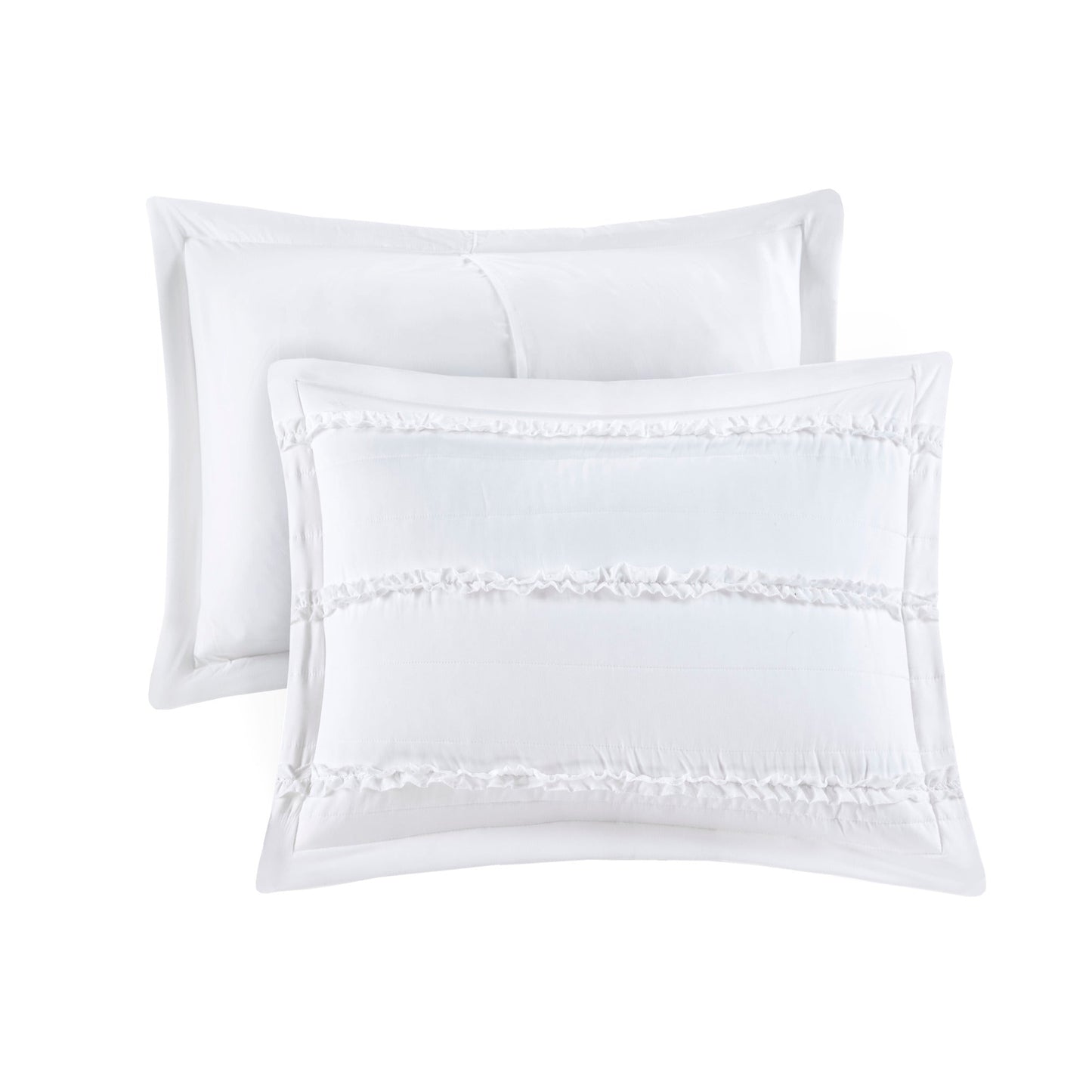 HouseOfZazla white microfiber ruffled comforter set queen with two shams on Tampa Home & Garden Store