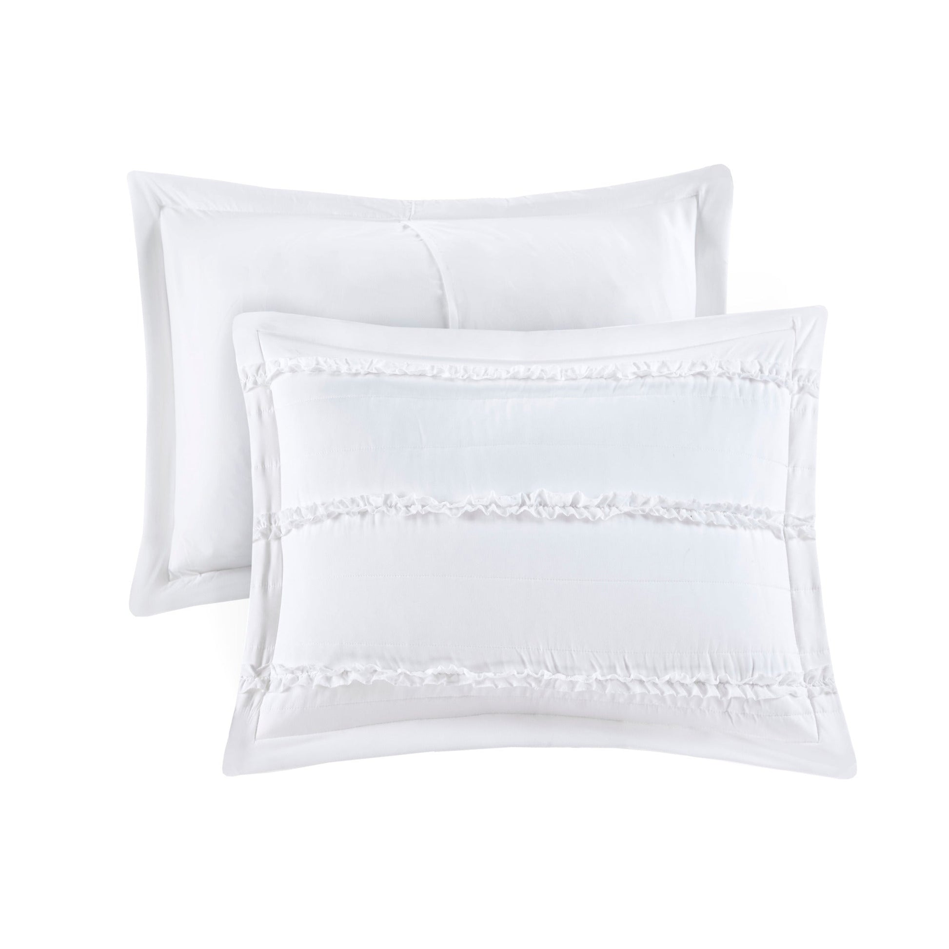 HouseOfZazla white microfiber ruffled comforter set queen with two shams on Tampa Home & Garden Store