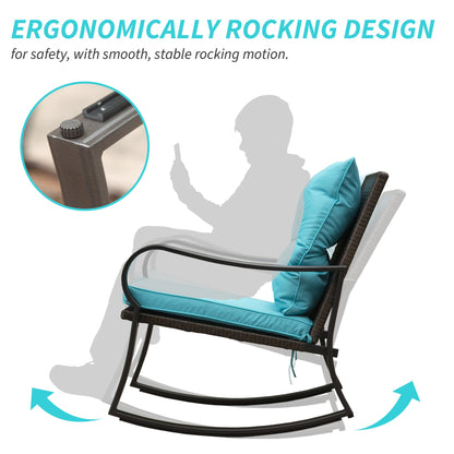Metal Patio Rocking Bench and Two Cushions