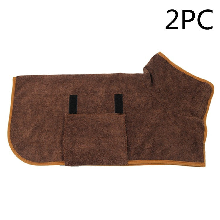 Absorbent Pet Bathrobe with Waist-wrapped Microfiber, brown, 2-pack Pet Zen on Tampa Home & Garden Store