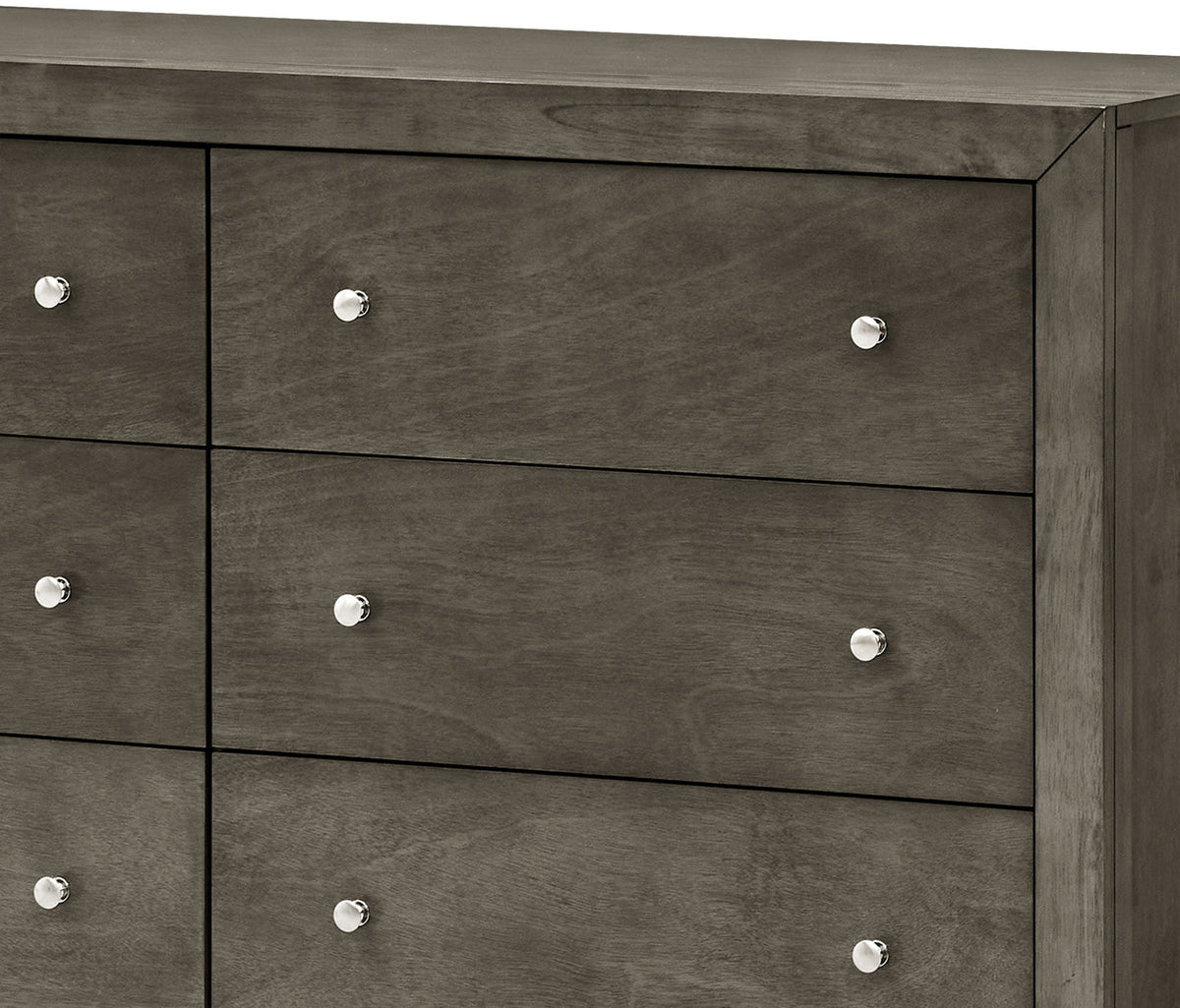 Burlington gray dresser with silver knob hardware and wood grain finish by HouseOfZazla on Tampa Home & Garden Store