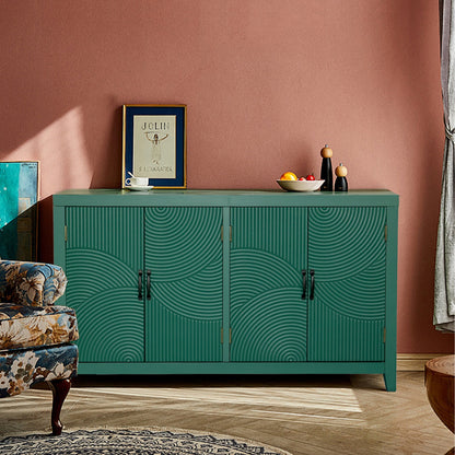 59in green cabinet with 4 doors, circular panel fronts, HouseOfZazla mid-century modern buffet on Tampa Home & Garden Store