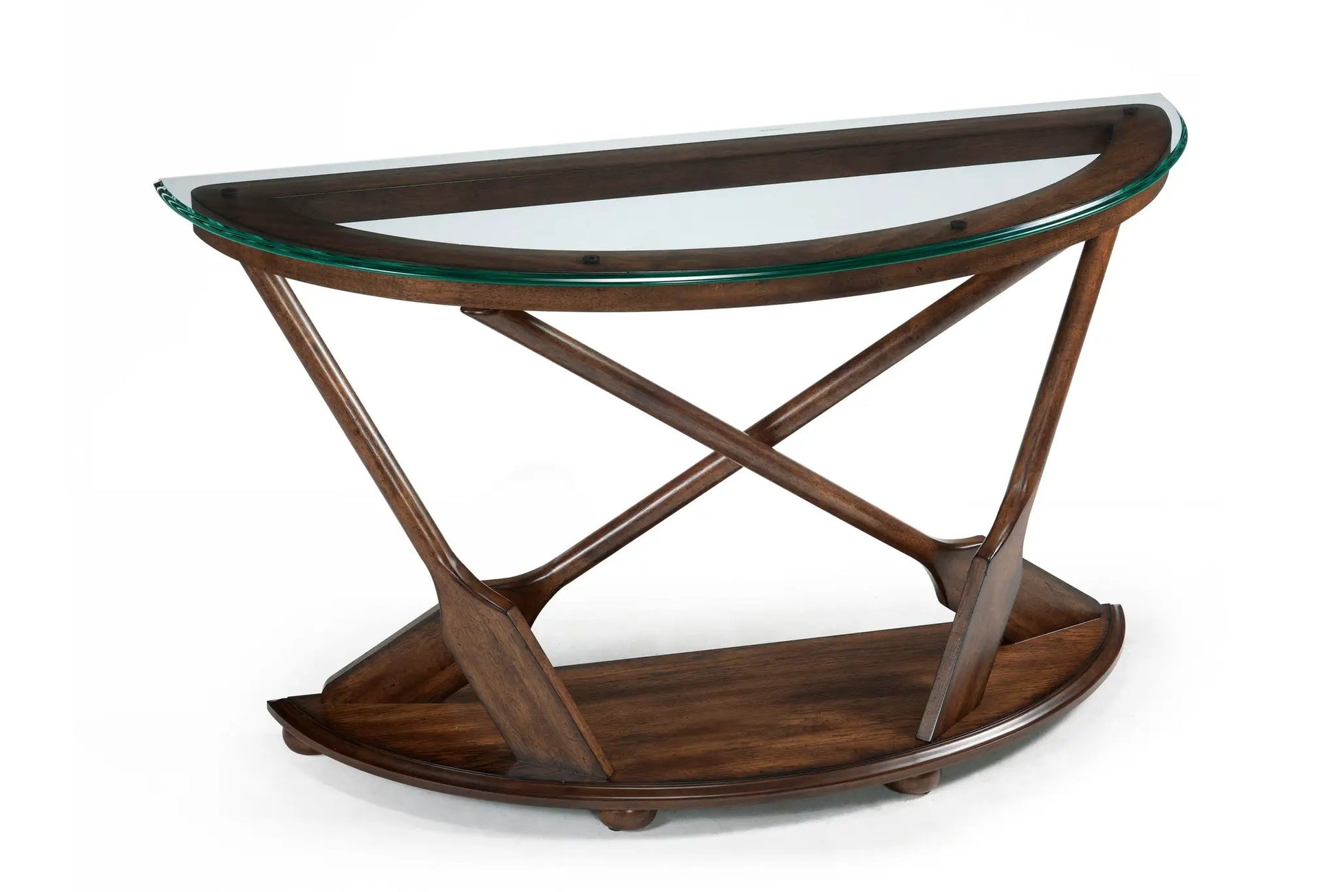 Beaufort sofa table with glass top and dark oak wood base by Unique Piece Furniture on Tampa Home & Garden Store