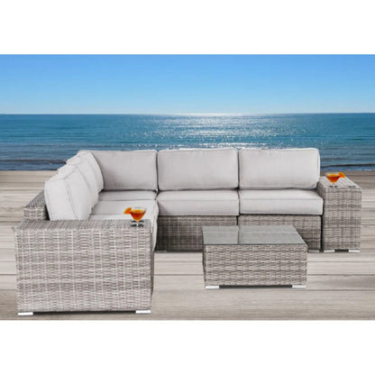 Modern Patio Rattan Sectional Set with Cushions, 2-piece outdoor wicker sofa by HouseOfZazla on Tampa Home & Garden Store